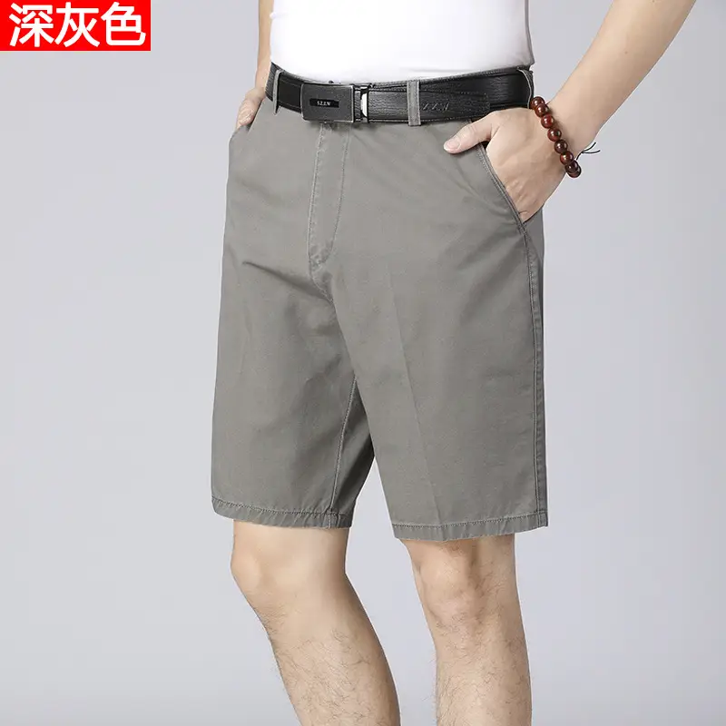 Middle-Aged Men's Grey Cotton Shorts 5-Point - Image 3