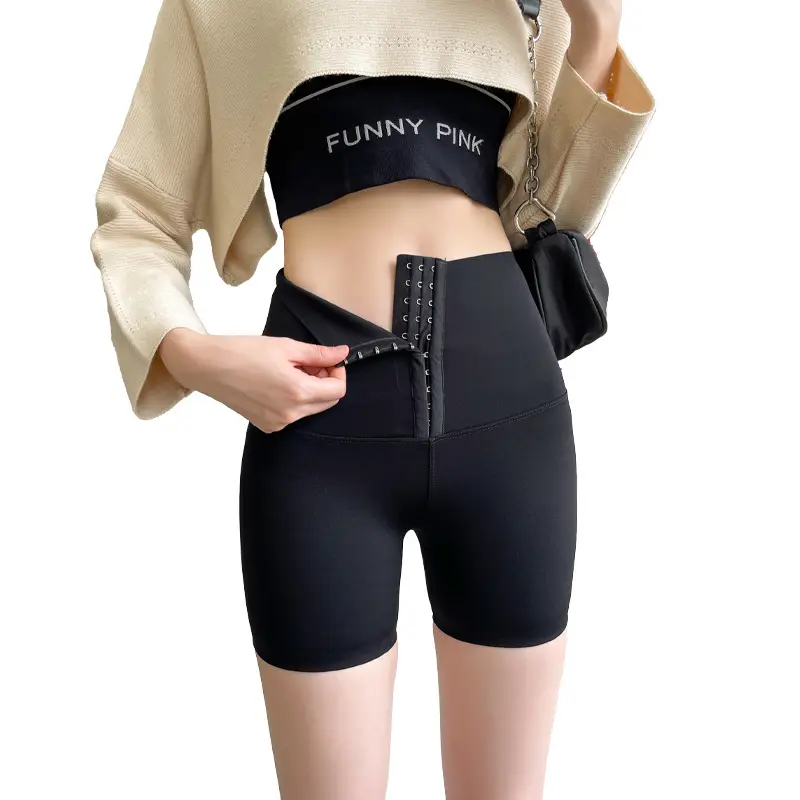 Buttoned High-Waist Yoga Shorts for Hip Lift & Slimming - Image 6