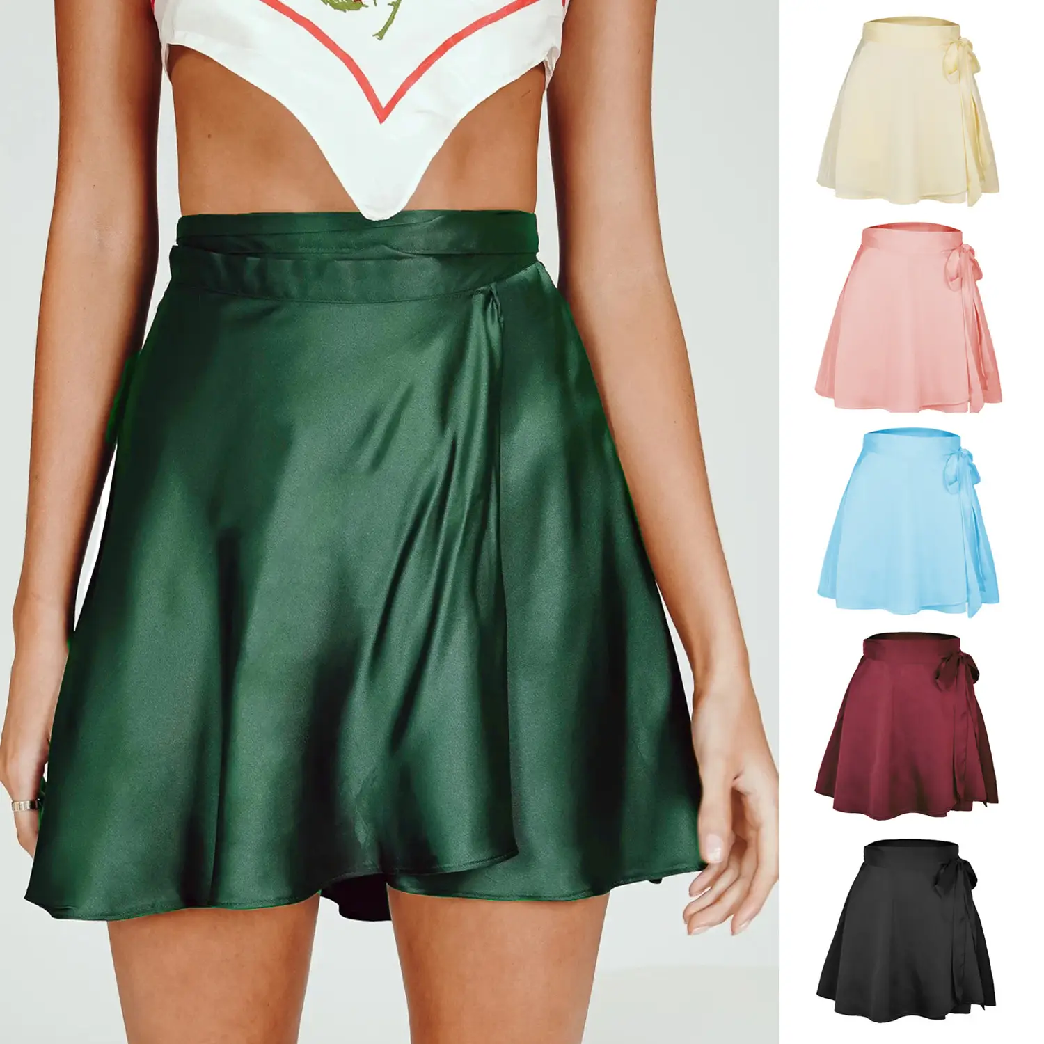 Summer 2021 Cream High Waist Lace-Up Skirt - Image 13