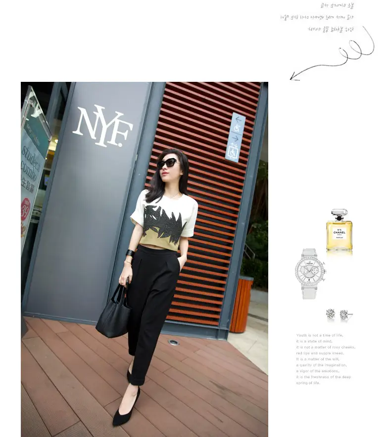 Women Black Slim Fit Ankle Pants Summer Casual Wear — feature 4