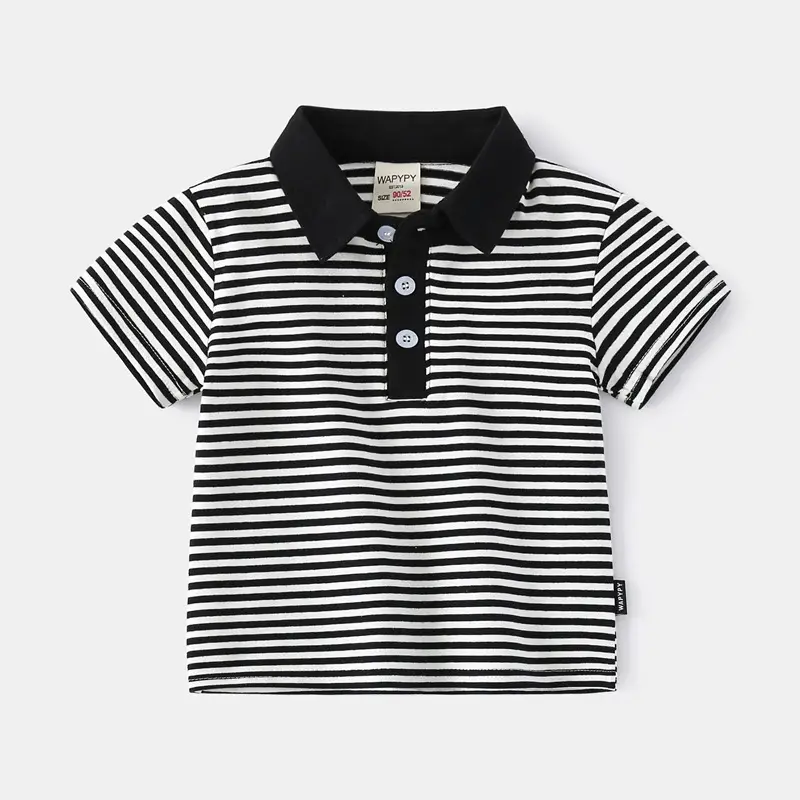 Boys Striped Polo T-Shirt Blue White 2026 - Image 5