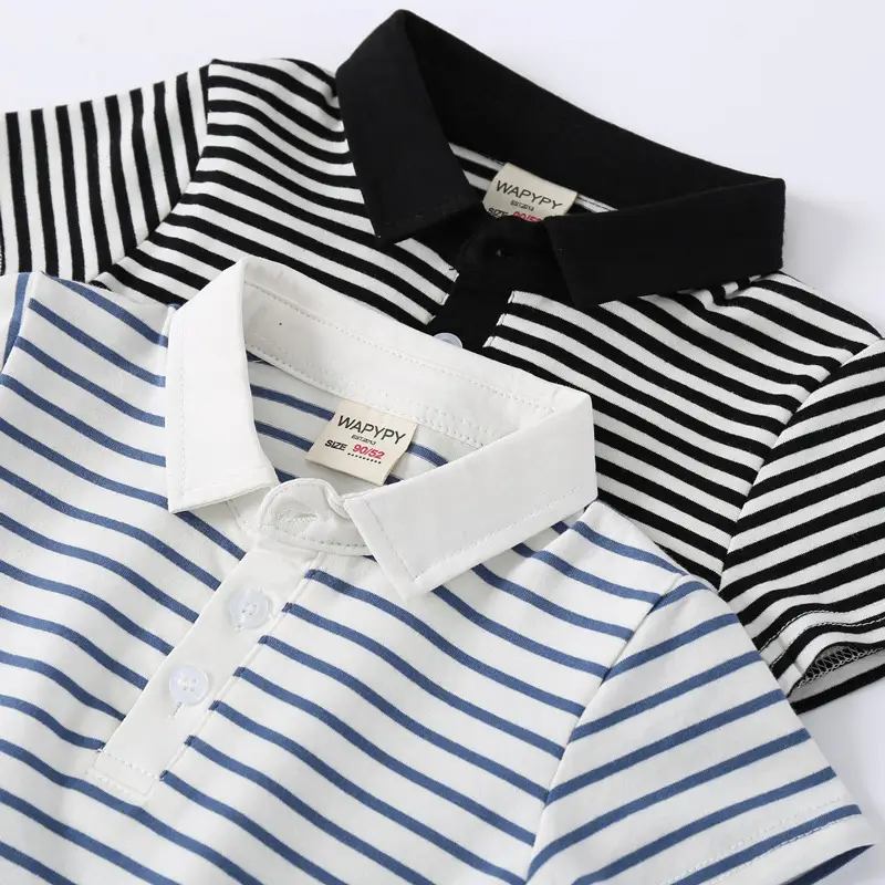 Boys Striped Polo T-Shirt Blue White 2026 - Image 6