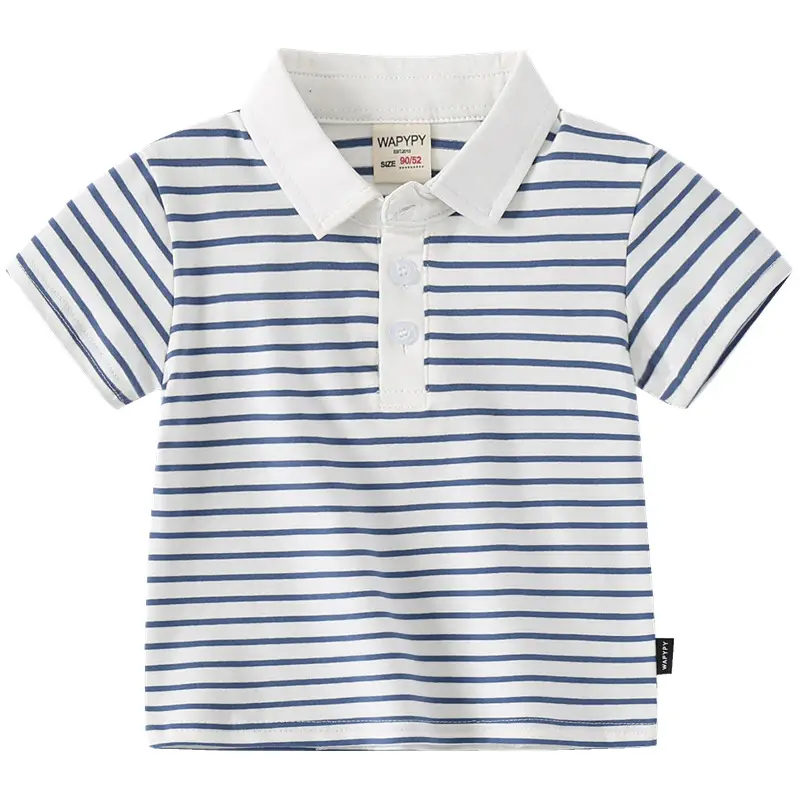 Boys Striped Polo T-Shirt Blue White 2026 - Image 7