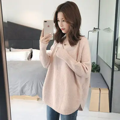 Women Loose V-Neck Sweater Black 2022 - Image 2