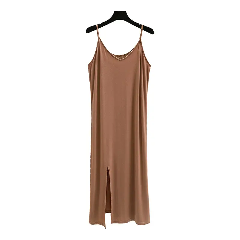 Women's V-Neck Slip Skirt Modal Long Sleeveless Dress Plus Size - Image 13