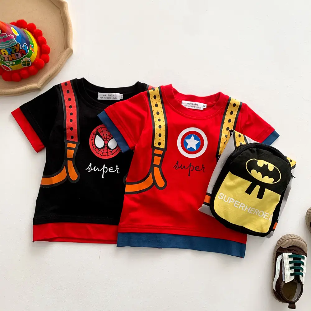Kids Red Star Backpack T-Shirt Short Sleeve Boys - Image 7