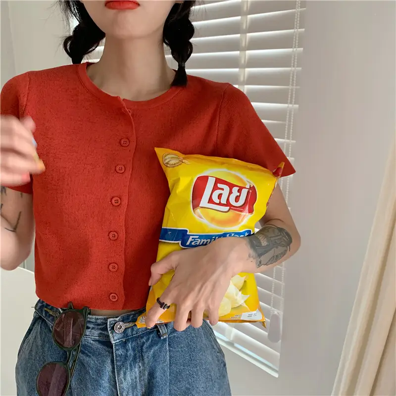 Women Slim Fit Blue Knitted Short Top 2025 - Image 10