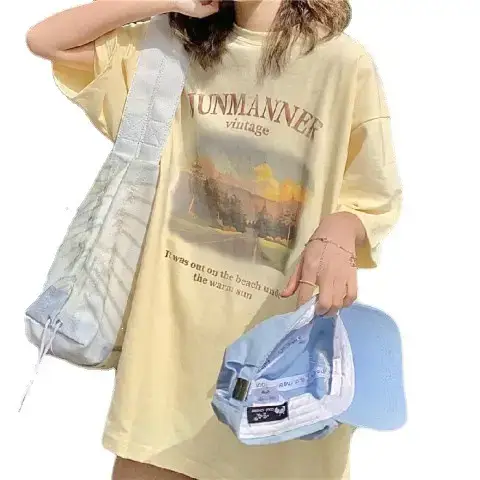 Women Loose Sleeve T-Shirt 2025 Summer Elegant Street French Print - Image 6