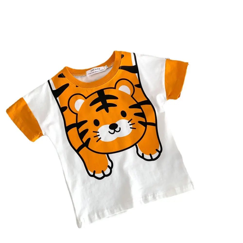 Tiger Print Cotton T-Shirt for Boys Summer