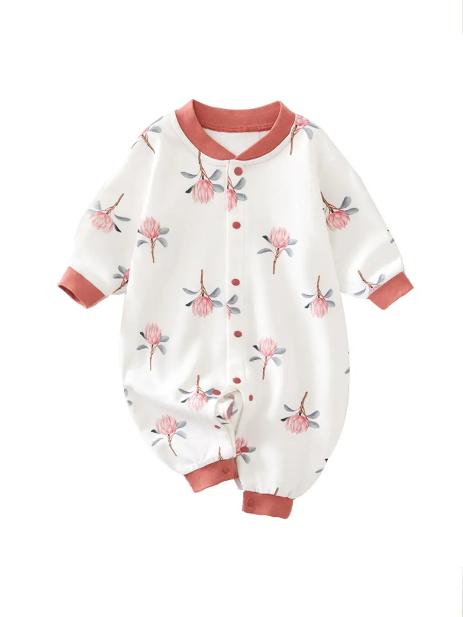 Newborn Pure Cotton Floral Pajamas Spring Summer - Image 12