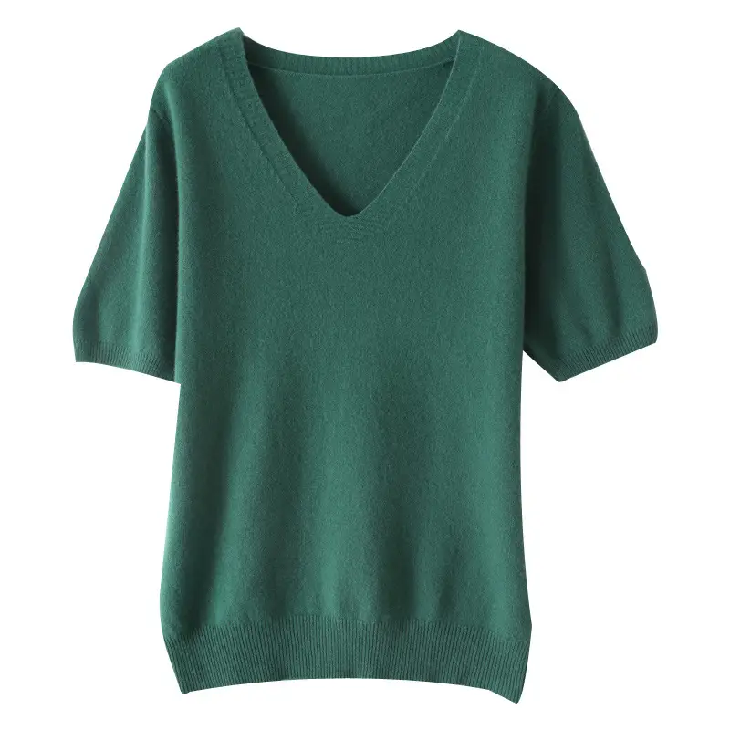 Black V-Neck Knitted Pullover Women Spring Summer