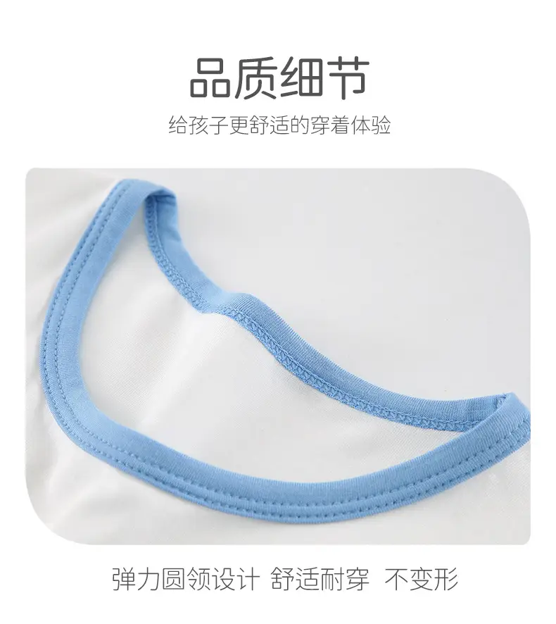 Children's Pajamas Set White Blue Go Go Cotton Summer — feature 10