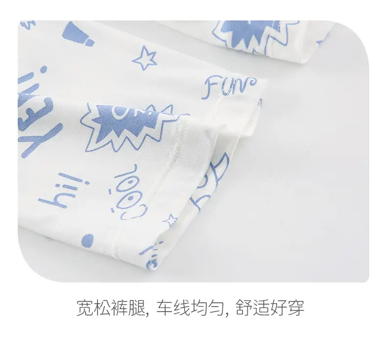 Children's Pajamas Set White Blue Go Go Cotton Summer — feature 14