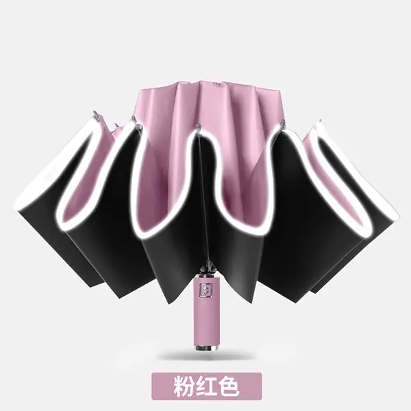 Pink Automatic Car Umbrella with LED Lighting