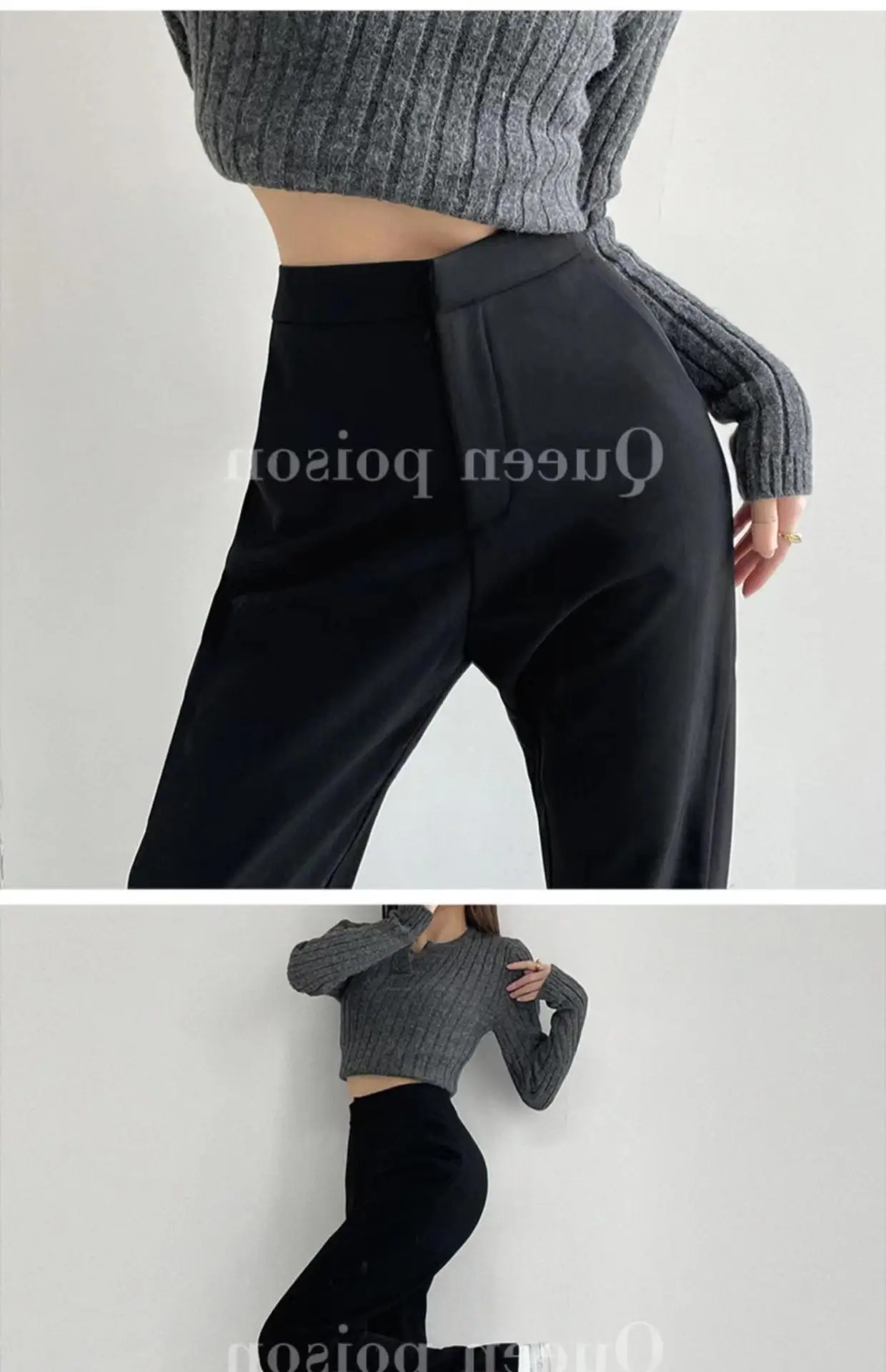 Women Brown High Waist Wide Leg Split Mop Pants Spring Summer 2022 — feature 12