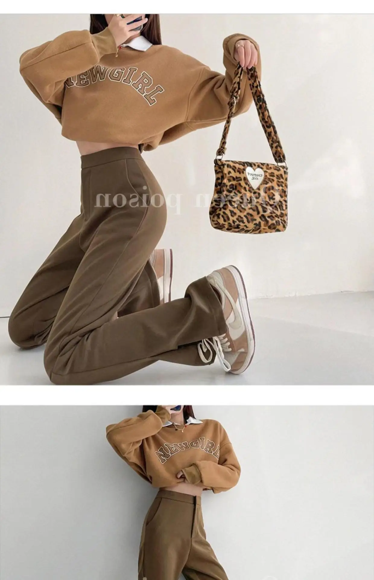 Women Brown High Waist Wide Leg Split Mop Pants Spring Summer 2022 — feature 6