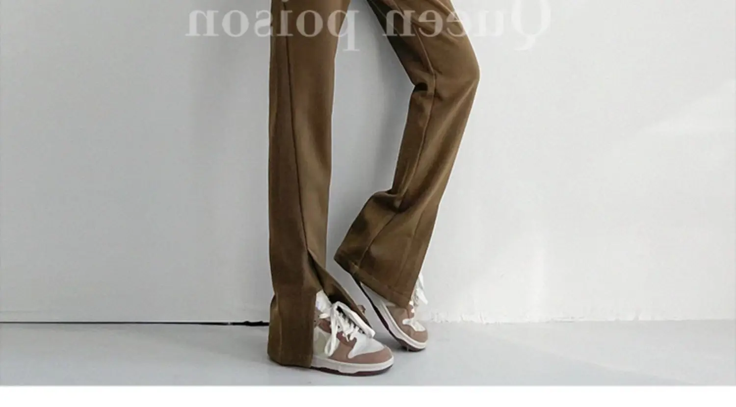 Women Brown High Waist Wide Leg Split Mop Pants Spring Summer 2022 — feature 7