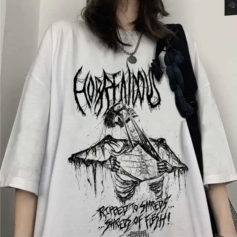 Women Punk Graphic T-Shirt Black Loose Summer Harajuku - Image 16