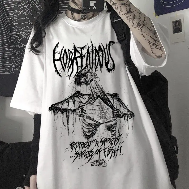Women Punk Graphic T-Shirt Black Loose Summer Harajuku - Image 18