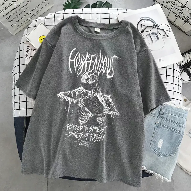Women Punk Graphic T-Shirt Black Loose Summer Harajuku - Image 4