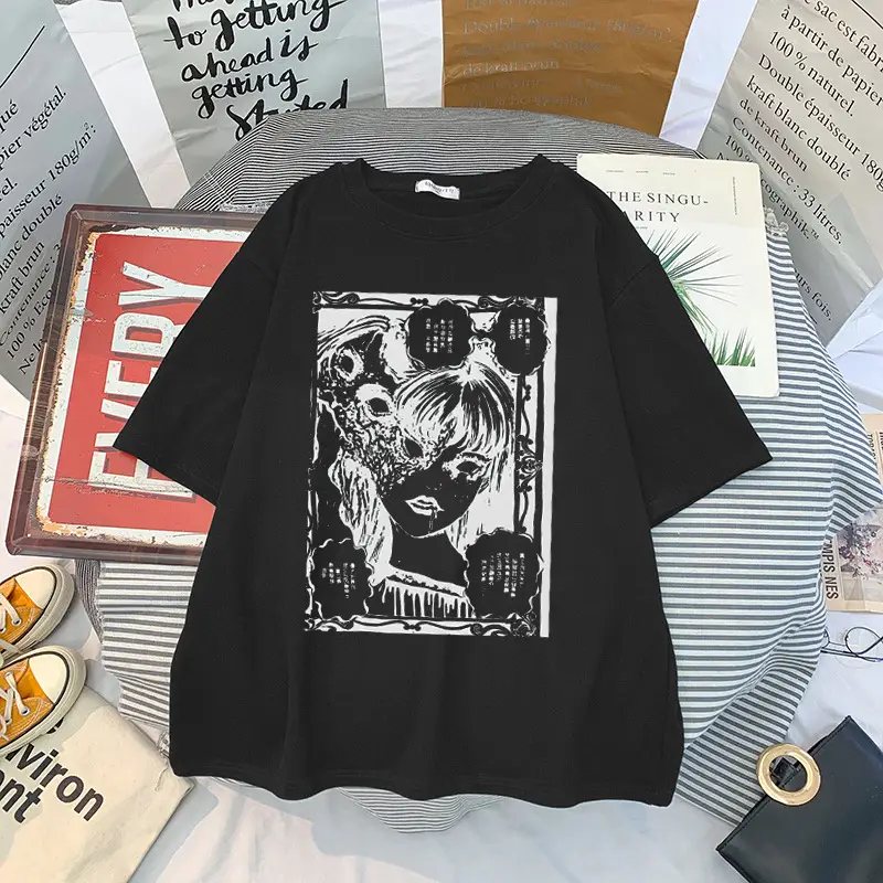 Women Punk Graphic T-Shirt Black Loose Summer Harajuku - Image 8