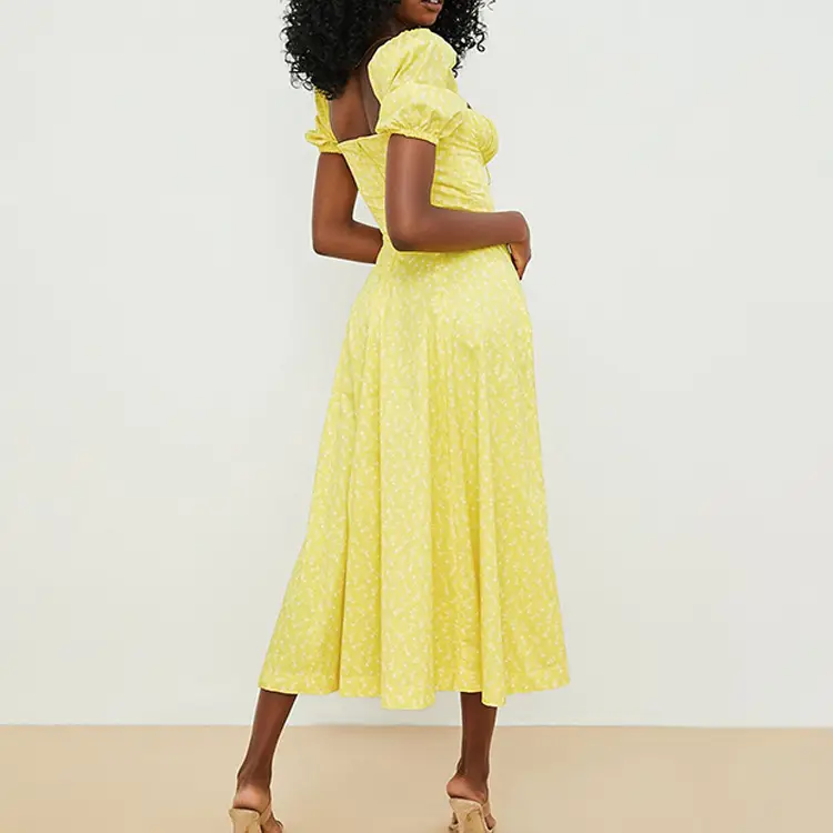 2026 Spring Floral Slit Dress Women Square Neck — feature 21