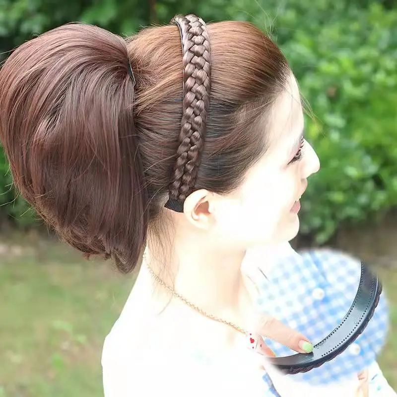 Sweet Loose Fishbone Braided Hair Band Brown - Image 9