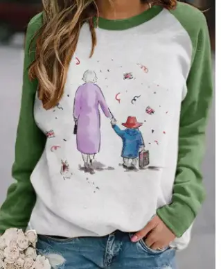 Rabbit Print Long Sleeve Sweatshirt Women Pink - Image 22
