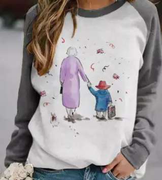 Rabbit Print Long Sleeve Sweatshirt Women Pink - Image 23