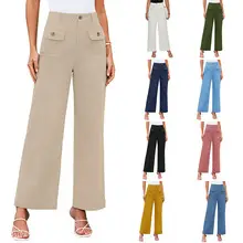 Women's Olive Green Thin Mid-Length Pants Plus Size — feature 1