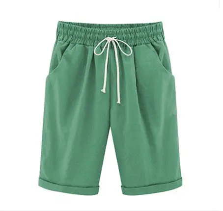 Women's Olive Green Thin Mid-Length Pants Plus Size - Image 7