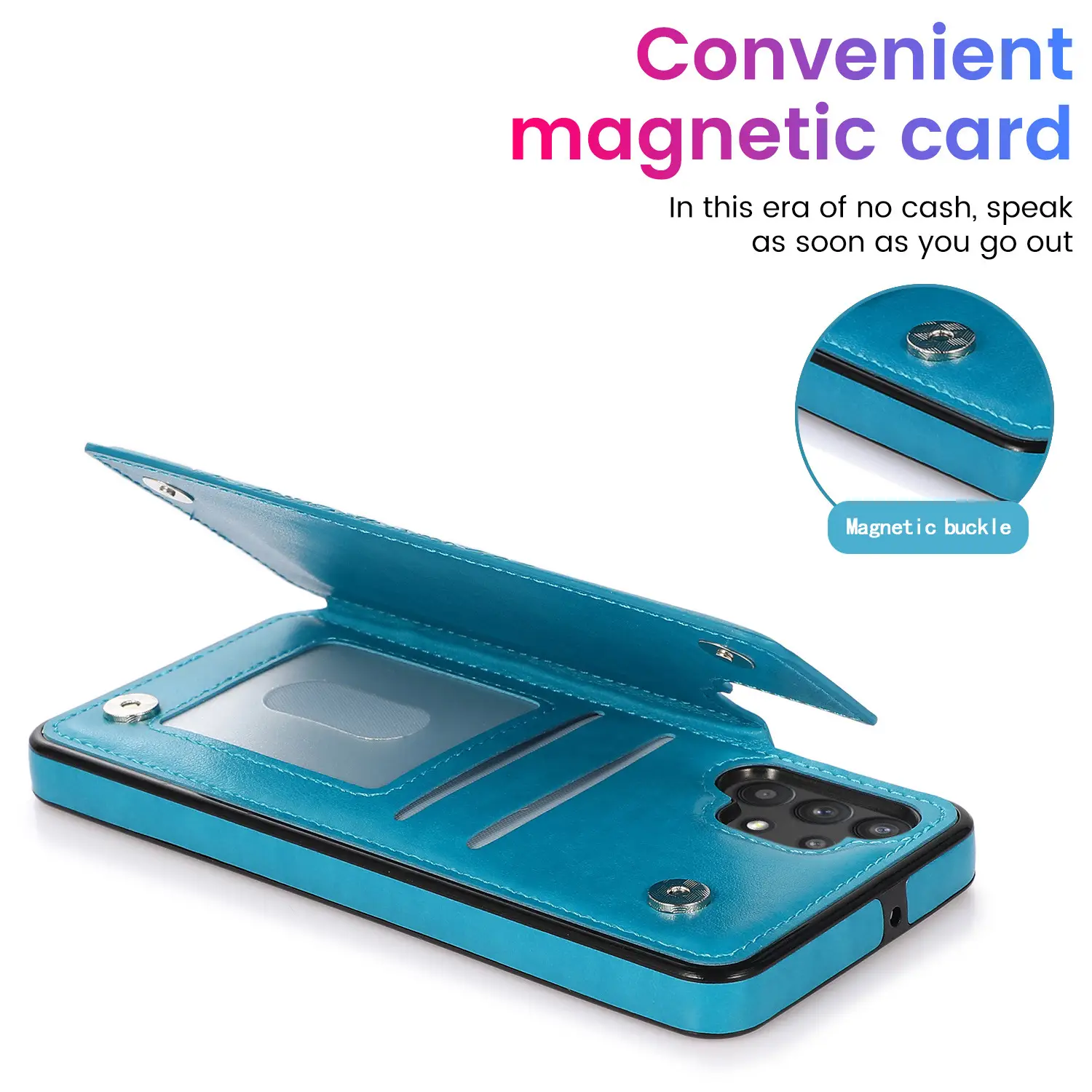 Samsung A72 Magnetic Phone Case Blue Solid Color - Image 9