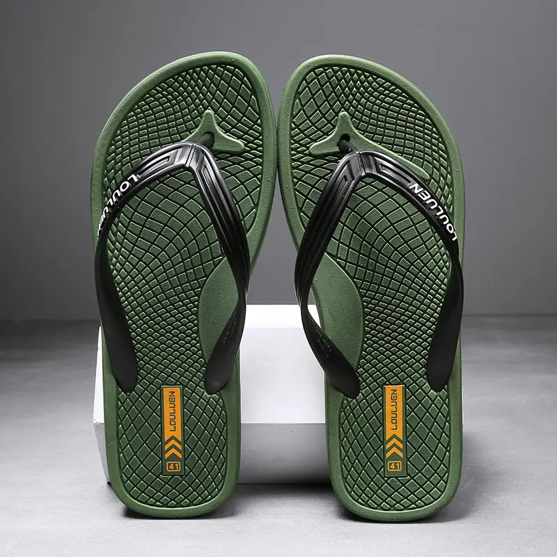 Men Black PVC Flip Flops Summer Beach Slippers