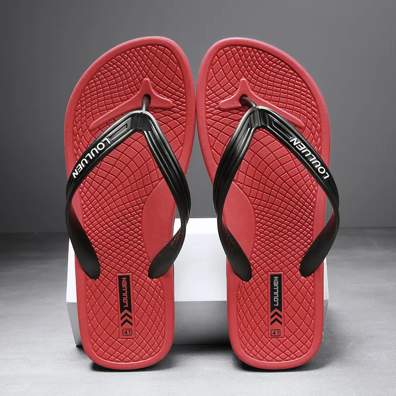 Men Black PVC Flip Flops Summer Beach Slippers