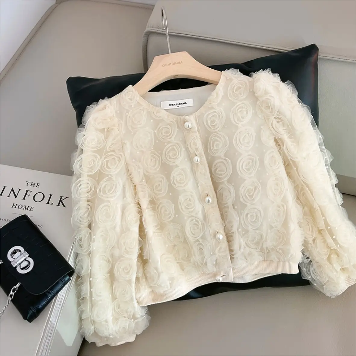 Girls Mesh Three-Dimensional Flower Cardigan Shirt - Image 4