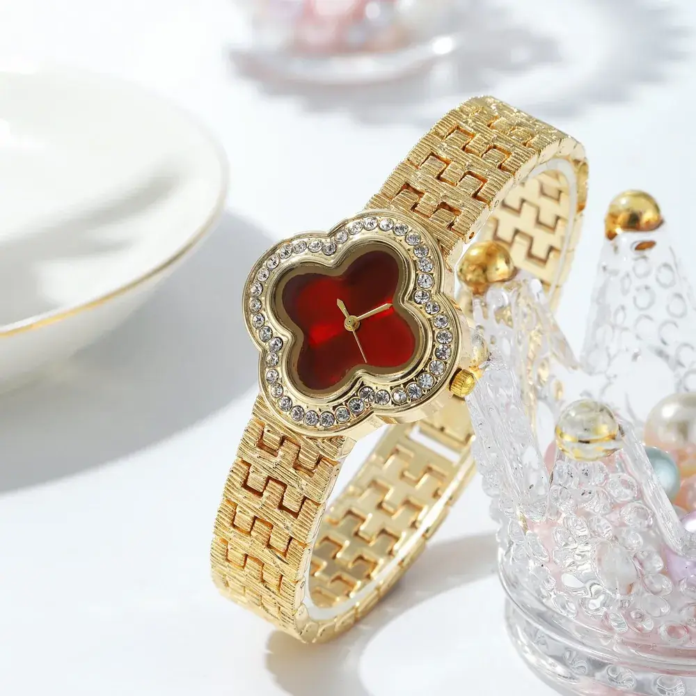 Korean Style Four-Leaf Clover Diamond Watch for Women - Image 6