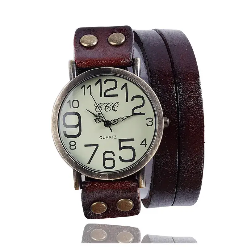 Vintage Brown Leather Watch for Men Women Wholesale - Image 7