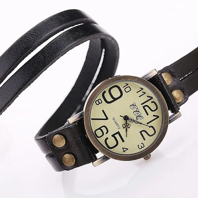 Vintage Brown Leather Watch for Men Women Wholesale - Image 9