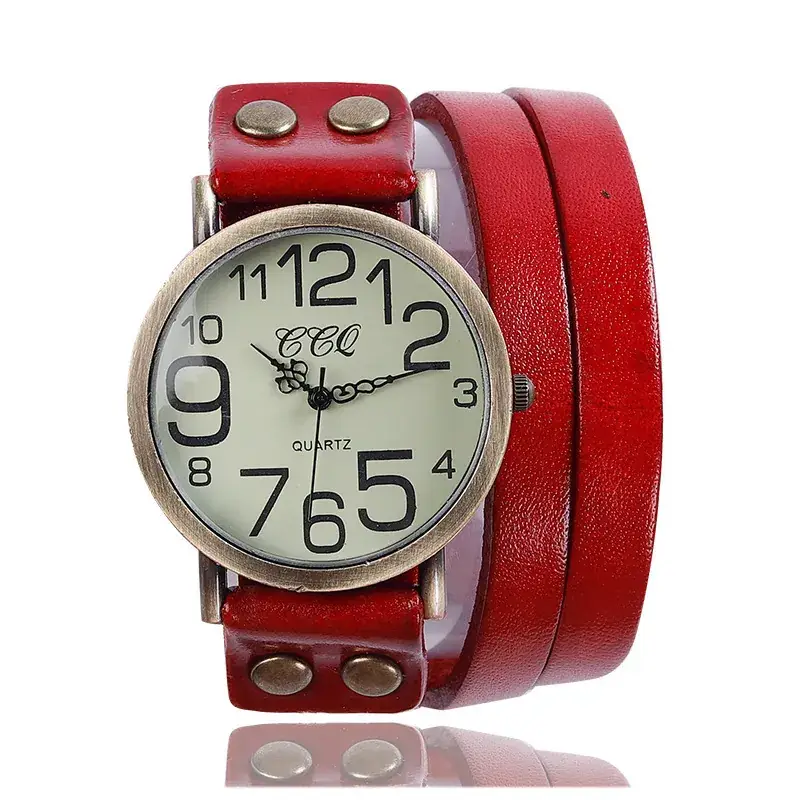 Vintage Brown Leather Watch for Men Women Wholesale - Image 2