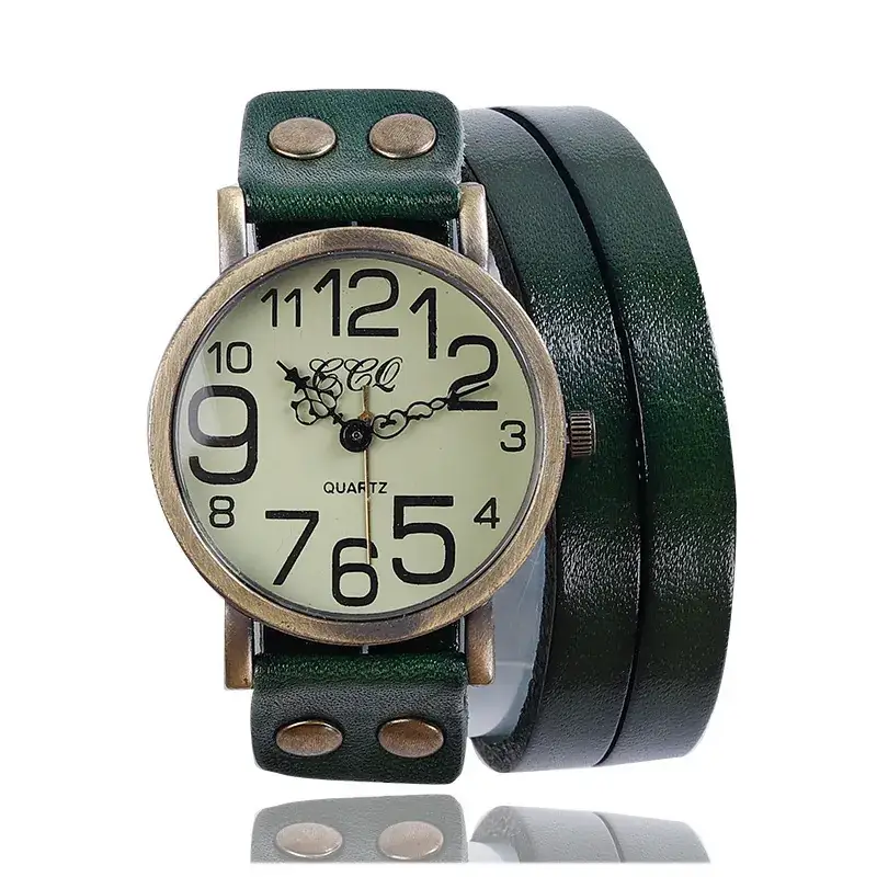 Vintage Brown Leather Watch for Men Women Wholesale - Image 3