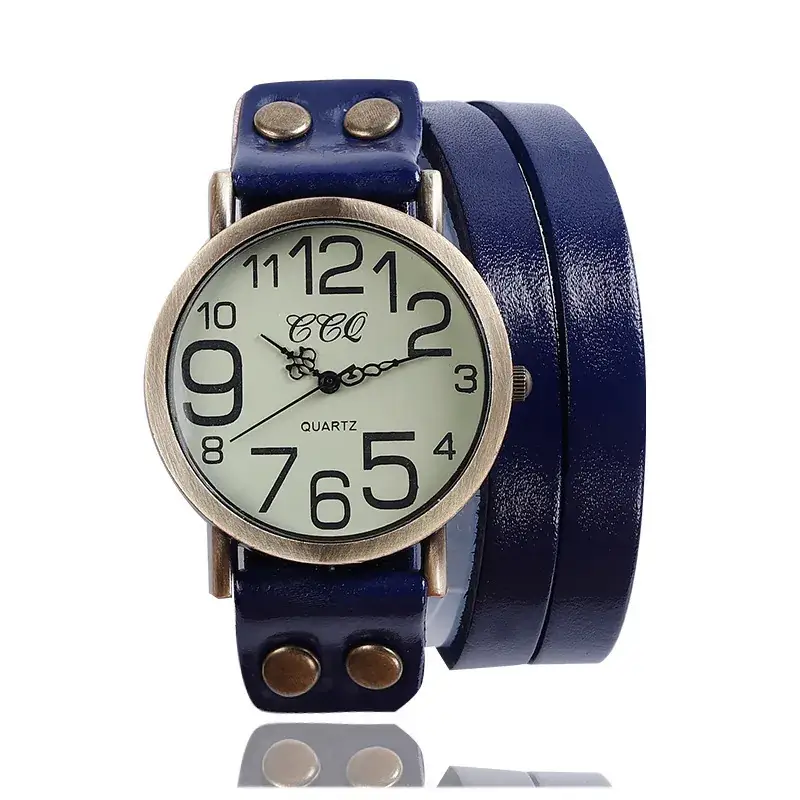 Vintage Brown Leather Watch for Men Women Wholesale - Image 4