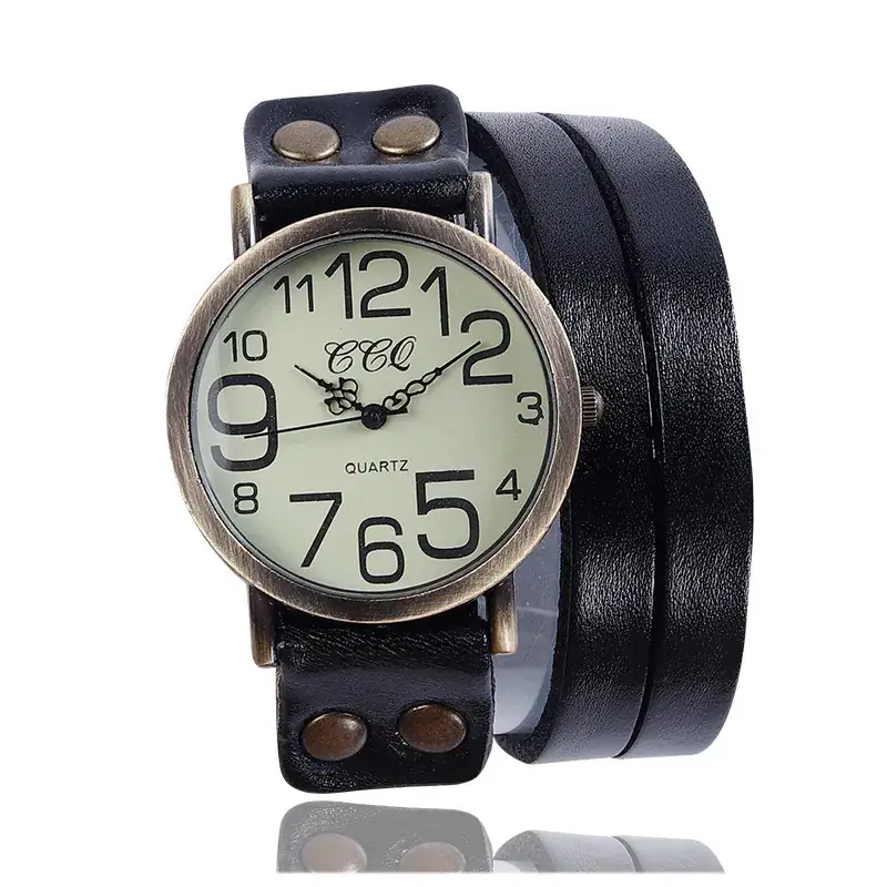 Vintage Brown Leather Watch for Men Women Wholesale - Image 5