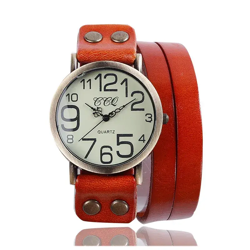 Vintage Brown Leather Watch for Men Women Wholesale - Image 6