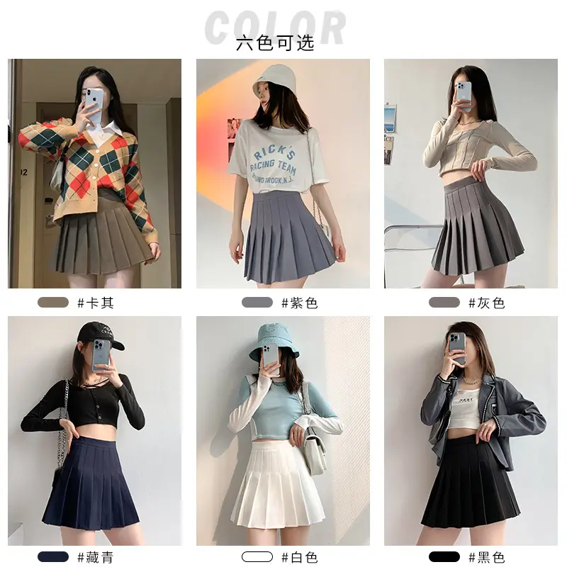 Women Slimming Navy Blue Pleated Skirt 17-30