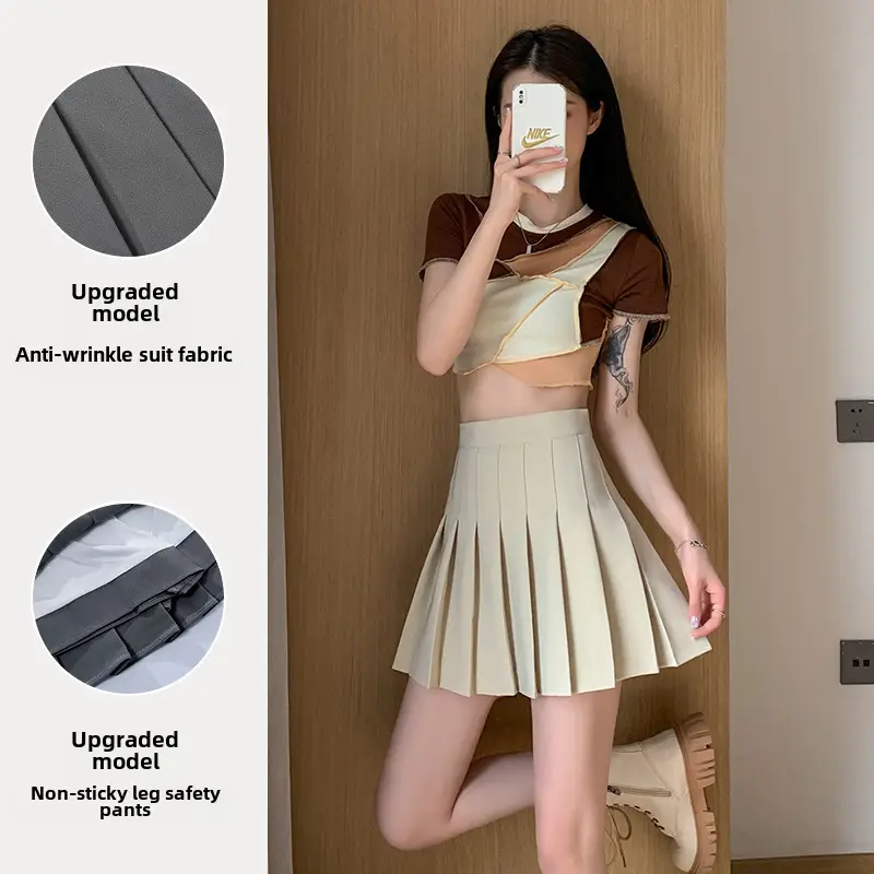 Women Slimming Navy Blue Pleated Skirt 17-30