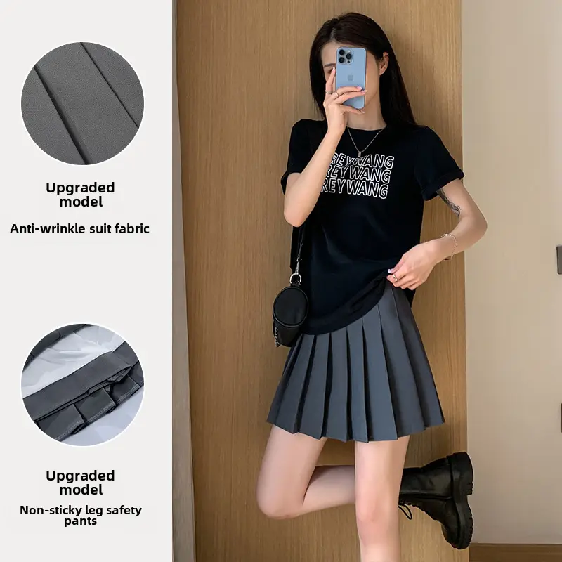 Women Slimming Navy Blue Pleated Skirt 17-30