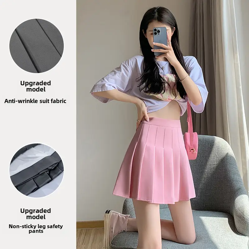 Women Slimming Navy Blue Pleated Skirt 17-30