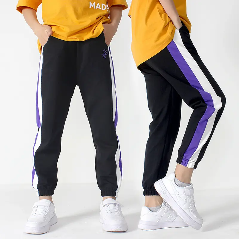 Autumn Jogger Pants for Boys Black Purple Embroidered - Image 5