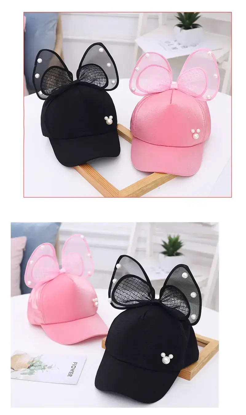 Baby Lady Cap with Bow Pearl Lace Black — feature 4