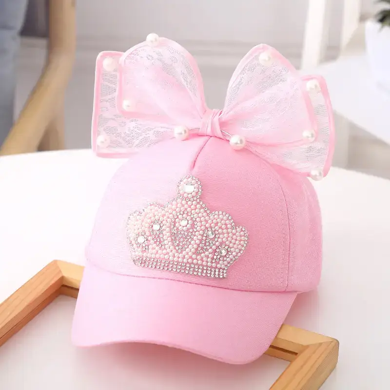 Baby Lady Cap with Bow Pearl Lace Black - Image 15